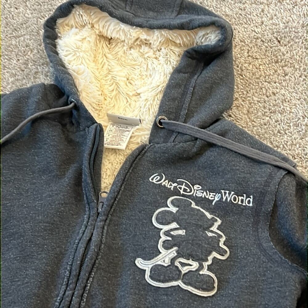 Vintage Walt Disney‎ World Sherpa-Lined Zip Hoodie Mickey Mouse ’71 Graphic S
